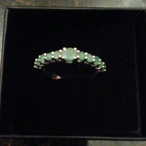 Emerald Elegance Genuine Eternity Ring In Sterling Silver